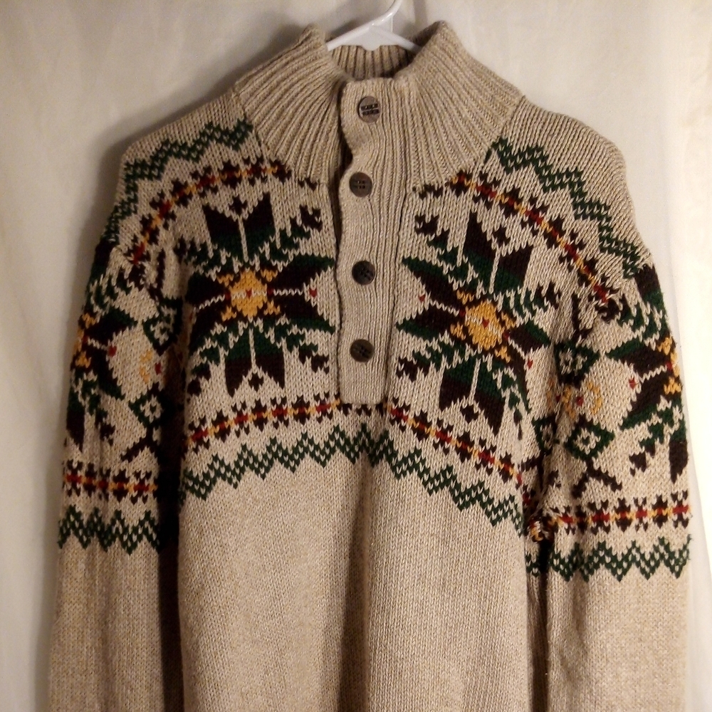 Polo Ralph Lauren Linen Blend Fair Isle Pattern Men's Sweater Size L